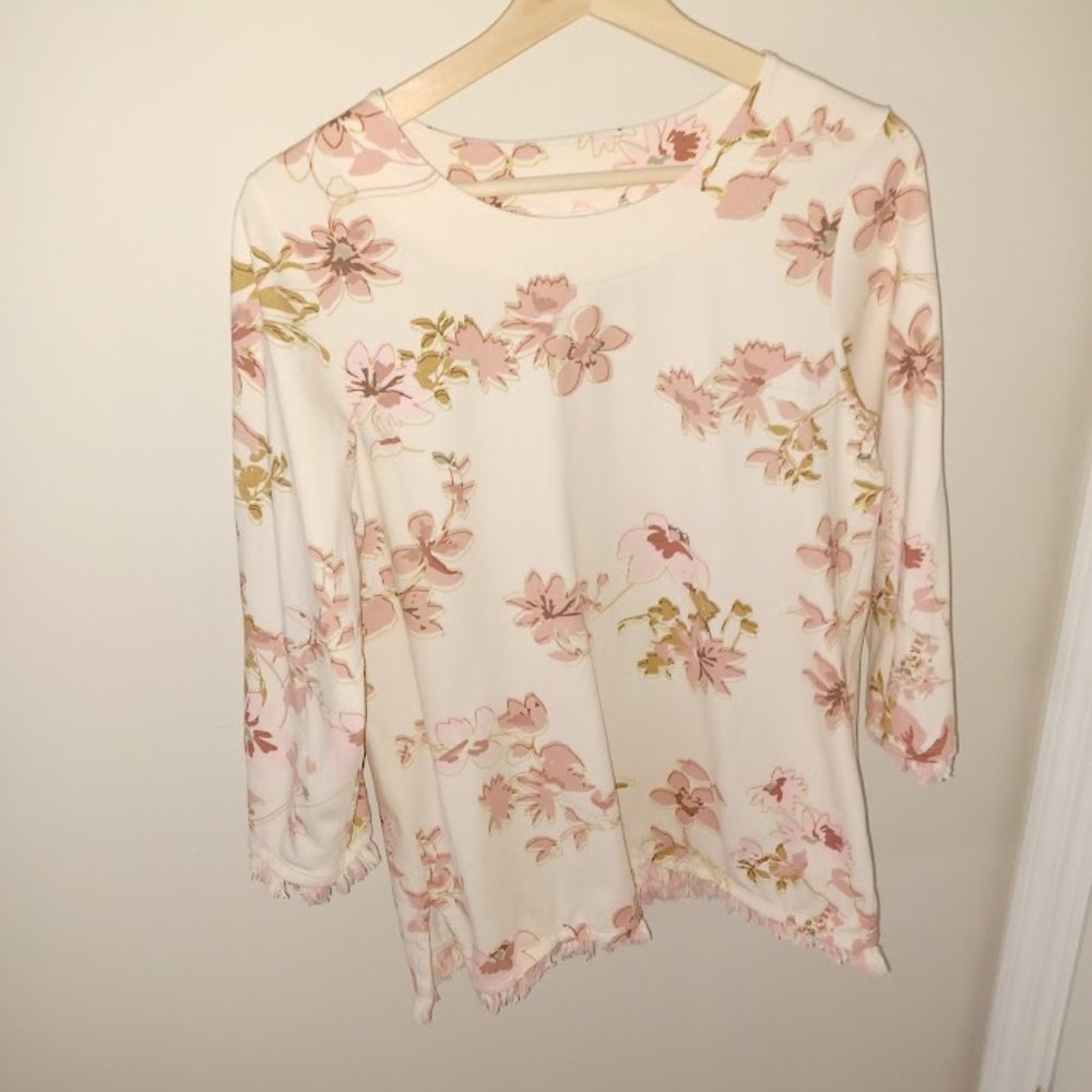Spartina449 Island fringed edged 3/4 sleeve shirt